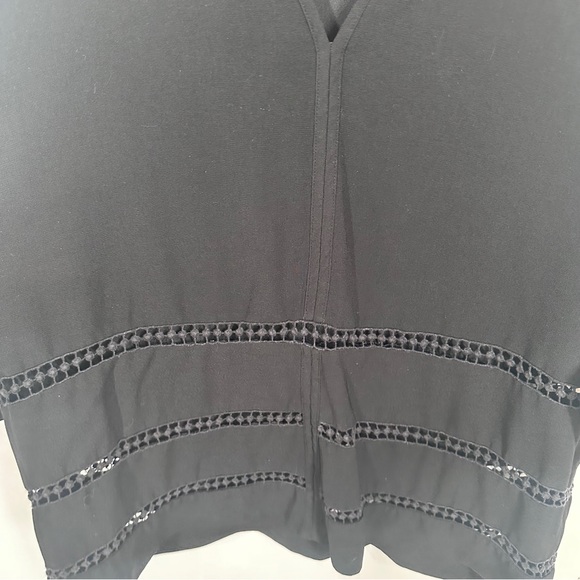 Maette Black Hyde V-Neck Blouse Lace Details Women’s Size XL Loose - Picture 5 of 6